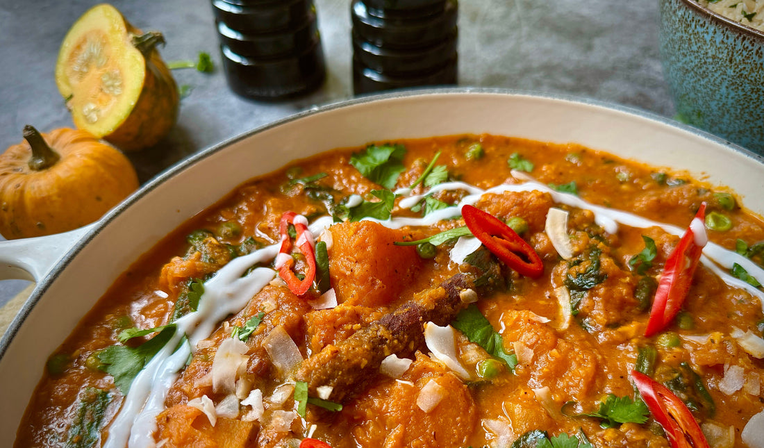 Pumpkin, Pea and Spinach Curry