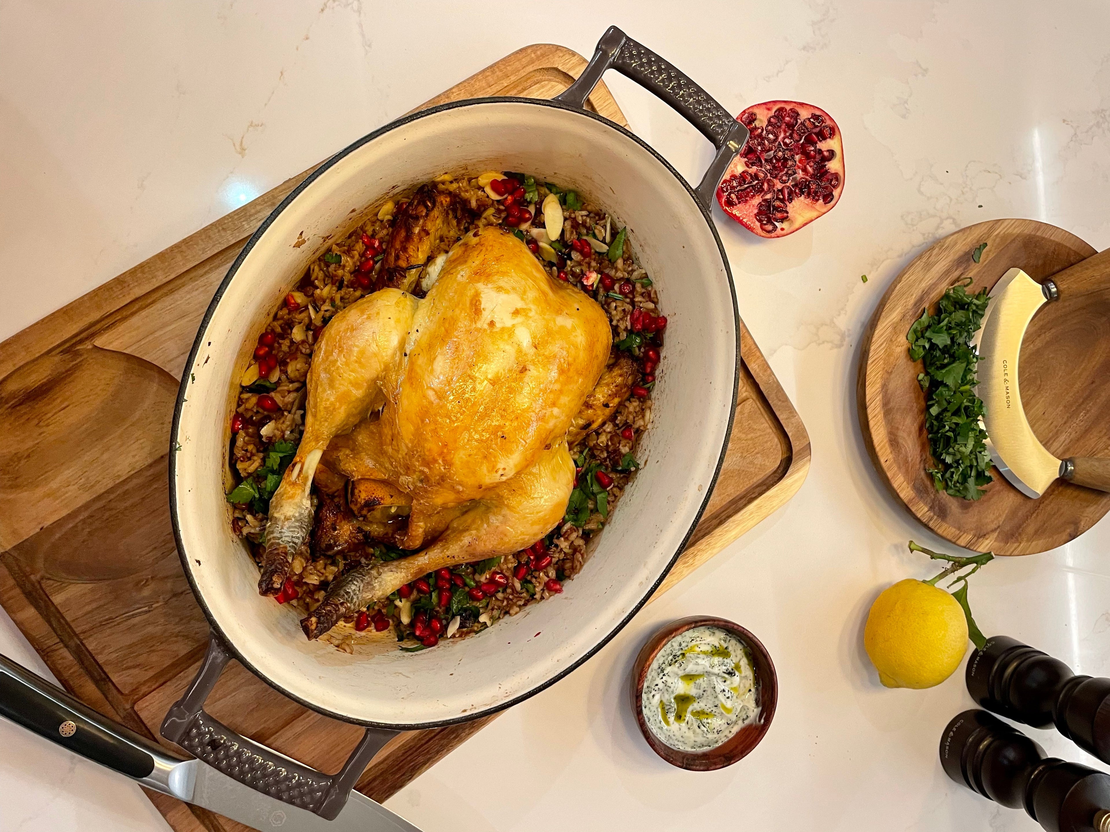 Pot Roasted Chicken, Rice & Lentils